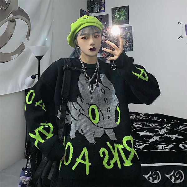 women's sweaters harajuku cartoon little flying dragon women sweater letter jacquard thicken loose knitted casual outerwear jacket coat, White;black
women's sweaters harajuku cartoon little flying dragon women sweater letter jacquard thicken loose knitted casual outerwear jacket coat, White;black