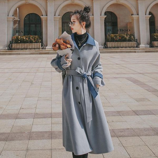 women's wool & blends atchwork warm woolen coat for women fashion tide 2021 autumn winter light blue with belt single-breasted long p, Black
women's wool & blends atchwork warm woolen coat for women fashion tide 2021 autumn winter light blue with belt single-breasted long p, Black