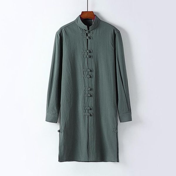 men's casual shirts mid-length linen robe chinese style cotton and meditation clothes large size loose cloak men clothing, White;black
men's casual shirts mid-length linen robe chinese style cotton and meditation clothes large size loose cloak men clothing, White;black