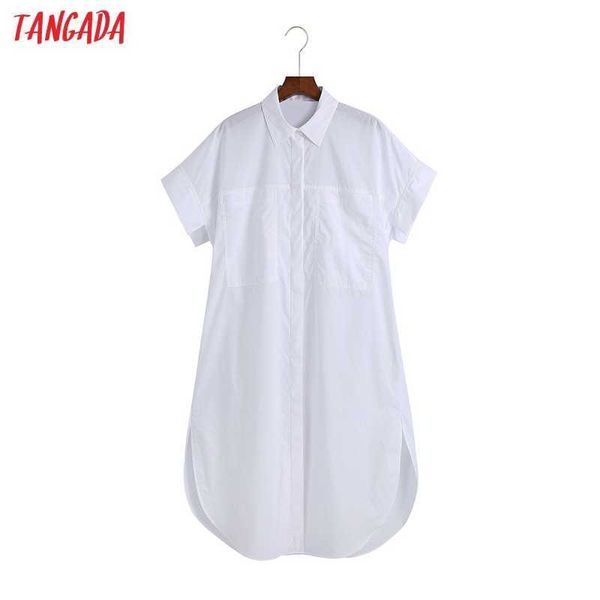 tangada women retro white cotton long shirt short sleeve summer chic female casual shirt 6z81 210609
tangada women retro white cotton long shirt short sleeve summer chic female casual shirt 6z81 210609