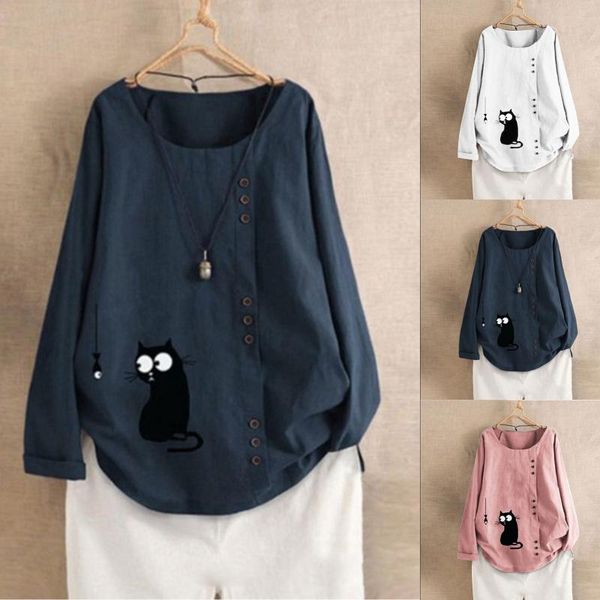 women's blouses & shirts fashion casual cat print blouse autumn linen o-neck tee female women long sleeve shirt blusas femininas cloth, White
women's blouses & shirts fashion casual cat print blouse autumn linen o-neck tee female women long sleeve shirt blusas femininas cloth, White