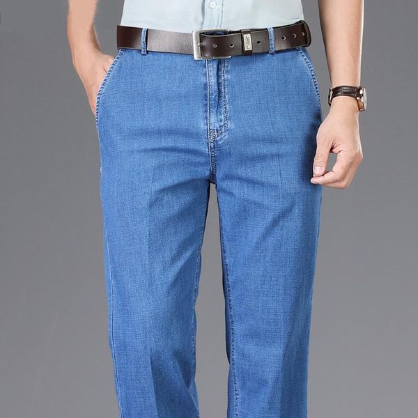 men's jeans summer straight thin plus size 40 42 pure color classic version business casual stretch denim trousers male, Blue
men's jeans summer straight thin plus size 40 42 pure color classic version business casual stretch denim trousers male, Blue