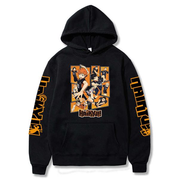 anime haikyuu hoodies sweatshirts men/women hip hop streetwear hoodie anime hoodies men's sweatshirts h0818, Black