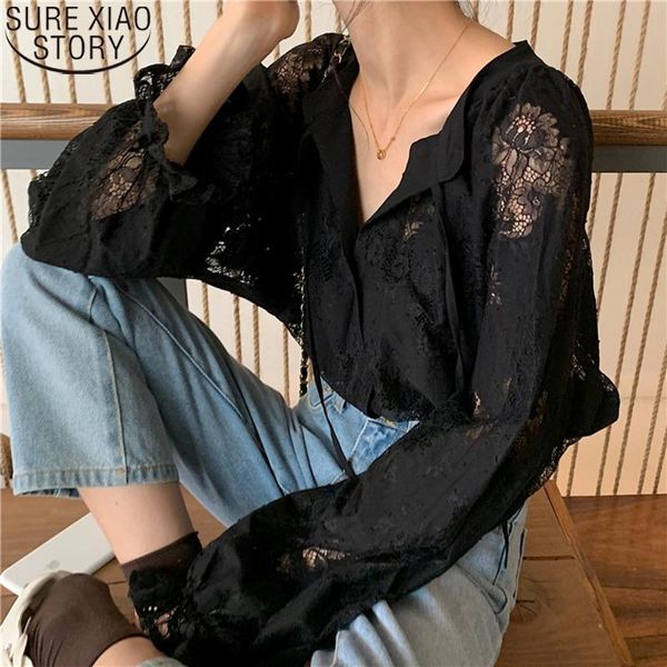 women's blouses & shirts fashion carved lantern long sleeve spring autumn black lace shirt 2021 women loose blouse cardigan clothes 10, White
women's blouses & shirts fashion carved lantern long sleeve spring autumn black lace shirt 2021 women loose blouse cardigan clothes 10, White