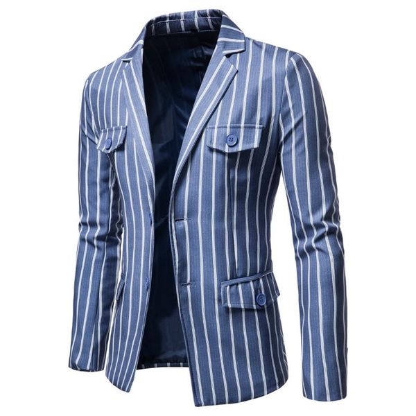 men's suits & blazers mens autumn stripe blazer jacket blue wedding for men, White;black
men's suits & blazers mens autumn stripe blazer jacket blue wedding for men, White;black