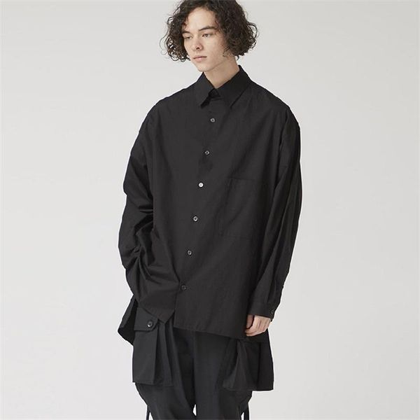 men's casual shirts spring and autumn square collar single breasted solid long sleeve shirt front short back width version, White;black
men's casual shirts spring and autumn square collar single breasted solid long sleeve shirt front short back width version, White;black