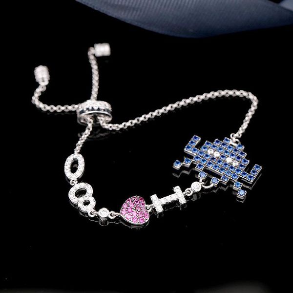 link, chain swour fashion jewelry gold color cubic zirconia funny robot red heart design adjustable bracelet femme s649, Black
link, chain swour fashion jewelry gold color cubic zirconia funny robot red heart design adjustable bracelet femme s649, Black