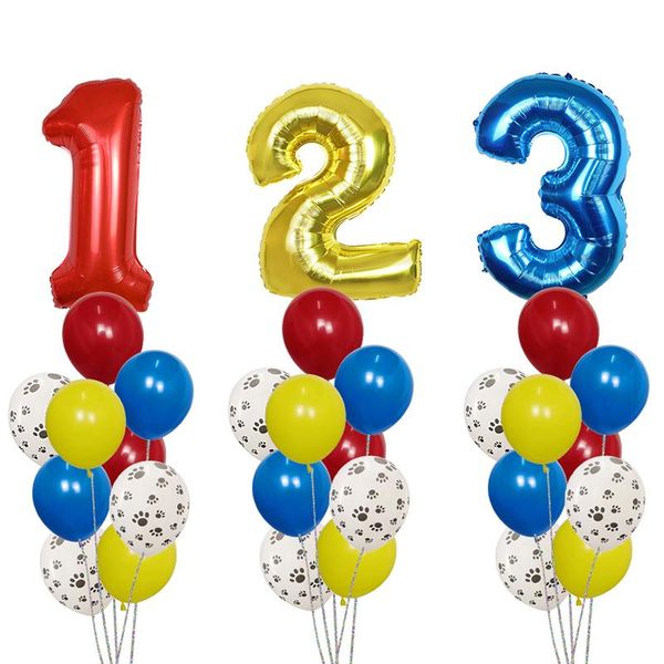 party decoration 10pcs/set dog paws theme number foil balloons latex kids birthday baby shower toy supplies air globos
party decoration 10pcs/set dog paws theme number foil balloons latex kids birthday baby shower toy supplies air globos