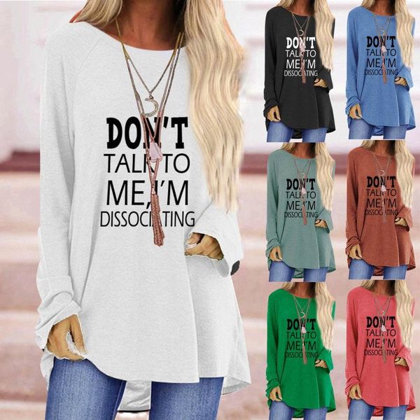 45# women's fashion casual don't talk to me i ' dissociating letter print tee round neck long t-shirt, White
45# women's fashion casual don't talk to me i ' dissociating letter print tee round neck long t-shirt, White