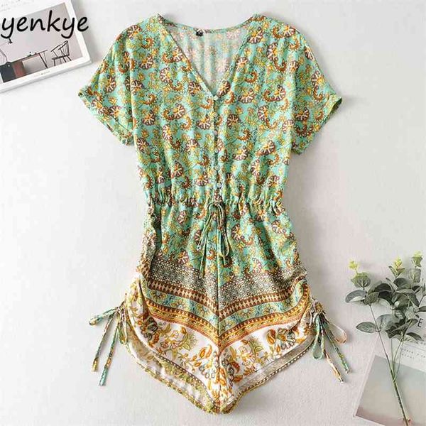 vintage floral print holiday beach jumpsuit women v neck short sleeve drawstring summer casual mono mujer 210514, Black;white
vintage floral print holiday beach jumpsuit women v neck short sleeve drawstring summer casual mono mujer 210514, Black;white