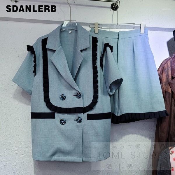women's tracksuits suit 2021 summer outfits short sleeve coat contrast color blazer five-point shorts half pants two-piece set, Gray
women's tracksuits suit 2021 summer outfits short sleeve coat contrast color blazer five-point shorts half pants two-piece set, Gray