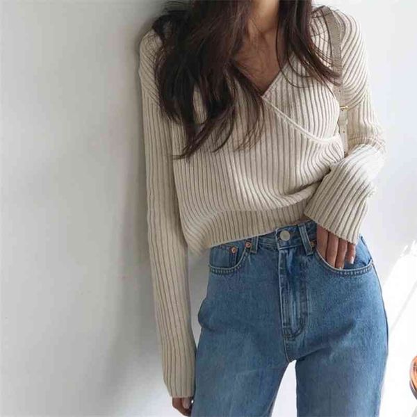 autumn loose sweater women vintage v-neck cross short crop long sleeve pullover knitting jumper m98092 210421, White;black
autumn loose sweater women vintage v-neck cross short crop long sleeve pullover knitting jumper m98092 210421, White;black
