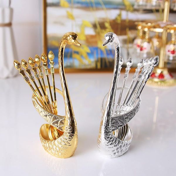 spoons fruit fork set zinc alloy creative cute household sign plug european swan tableware
spoons fruit fork set zinc alloy creative cute household sign plug european swan tableware