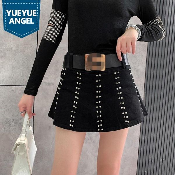 lady biker denim skirts punk black ball gown mini skirt rivets high waist slim gothic a-line short streetwear faldas
lady biker denim skirts punk black ball gown mini skirt rivets high waist slim gothic a-line short streetwear faldas