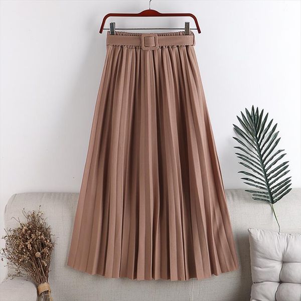 high waist casual with belt womens skirt korean elegant spring summer saia midi maxi solid pleated female long skirts ds165, Black
high waist casual with belt womens skirt korean elegant spring summer saia midi maxi solid pleated female long skirts ds165, Black