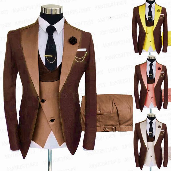 men's suits & blazers formal brown men business 3 pieces custom slim fit groom wedding suit dinner tuxedo jacket ves 0icb, White;black
men's suits & blazers formal brown men business 3 pieces custom slim fit groom wedding suit dinner tuxedo jacket ves 0icb, White;black