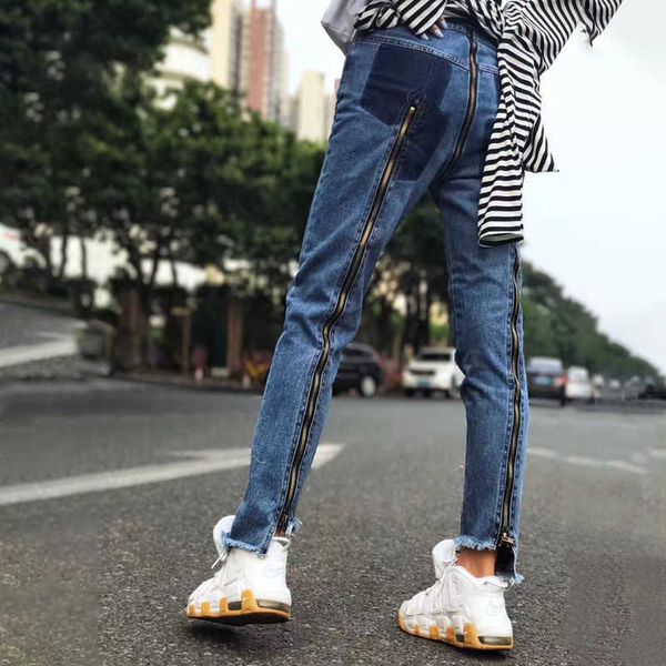fashion jeans thailand brand women's personalized zipper design irregular pencil pants high waist show hip thin women, Blue
fashion jeans thailand brand women's personalized zipper design irregular pencil pants high waist show hip thin women, Blue