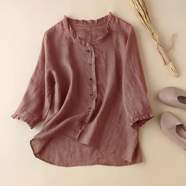 women's blouses & shirts 2027 vintage blouse women summer literary loose all-match breathable folds ruffle half sleeve button casual ch, White
women's blouses & shirts 2027 vintage blouse women summer literary loose all-match breathable folds ruffle half sleeve button casual ch, White