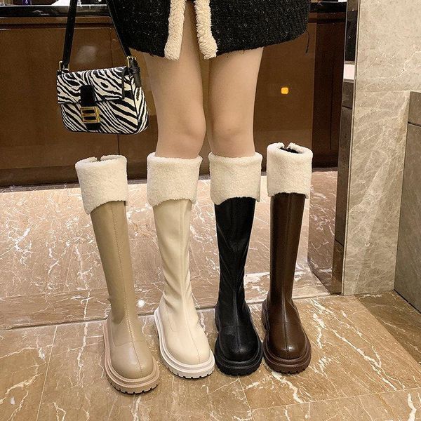 boots autumn and winter round toe women's in stock single plus velvet flat-bottomed flanging shoes, Black
boots autumn and winter round toe women's in stock single plus velvet flat-bottomed flanging shoes, Black