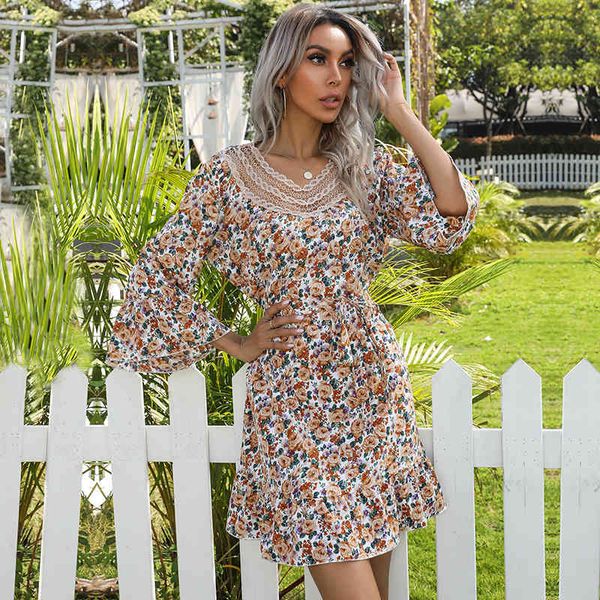 dresses spring summer print short women 2021 new lace o neck flare sleeve floral ladies casual slim party es, Black;gray
dresses spring summer print short women 2021 new lace o neck flare sleeve floral ladies casual slim party es, Black;gray