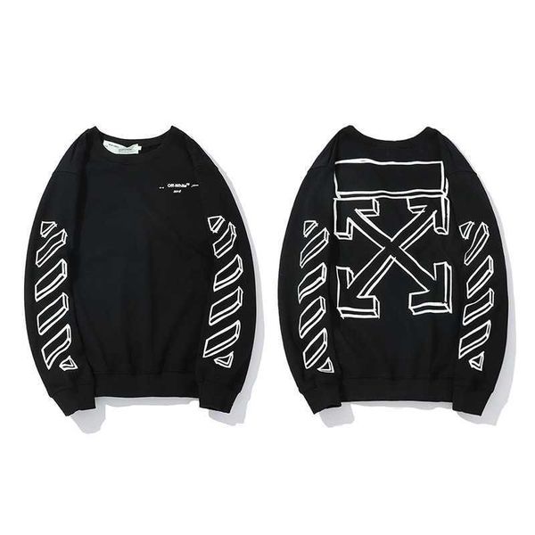Off fashion early autumn sketch 3D line cotton terry round neck sweater, Black
Off fashion early autumn sketch 3D line cotton terry round neck sweater, Black