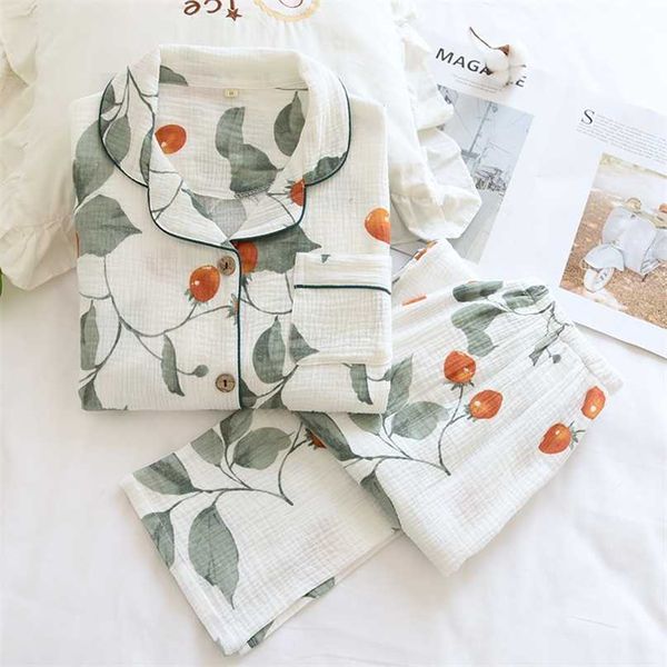 women cotton gauze pajamas long sleeve spring pajama set purple lavender print sleepwear 2 piece casual loose nightwear 211105, Black;red
women cotton gauze pajamas long sleeve spring pajama set purple lavender print sleepwear 2 piece casual loose nightwear 211105, Black;red