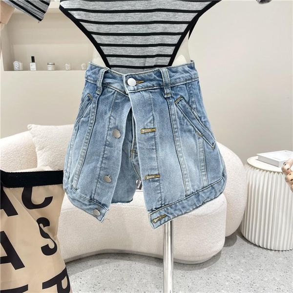 women's jeans niche design clothing summer 2021 fashion fake two pieces high waist a-line thin denim pantskirt, Blue
women's jeans niche design clothing summer 2021 fashion fake two pieces high waist a-line thin denim pantskirt, Blue
