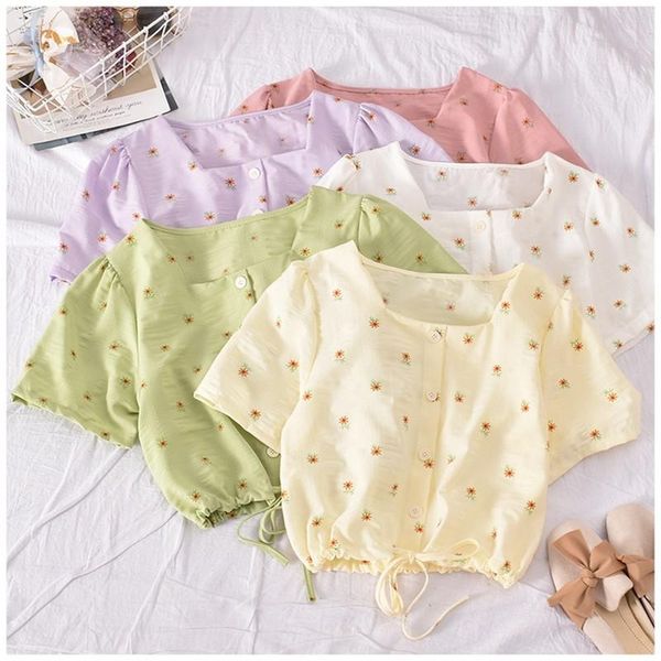 women's blouses & shirts summer fashion short sleeved blouse women loose floral print square collar drawstring waist chiffon shirt kore, White
women's blouses & shirts summer fashion short sleeved blouse women loose floral print square collar drawstring waist chiffon shirt kore, White