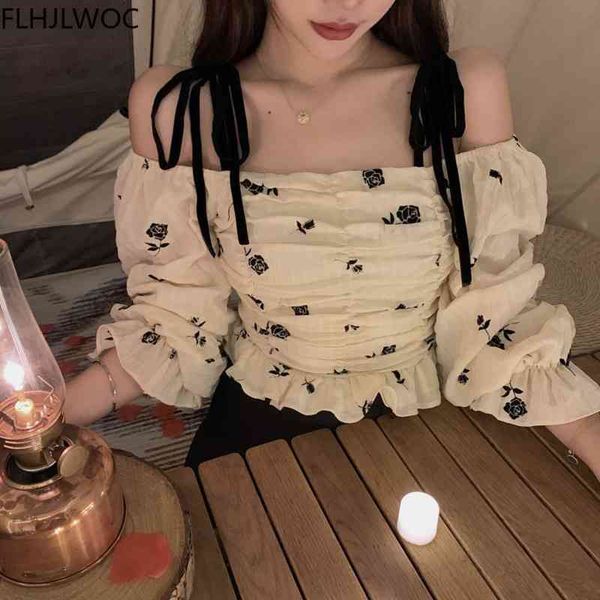 women's knits & tees spring korea chic japanese kawaii style cute sweet lolita slim off shoulder bow tie blusas floral print, White
women's knits & tees spring korea chic japanese kawaii style cute sweet lolita slim off shoulder bow tie blusas floral print, White