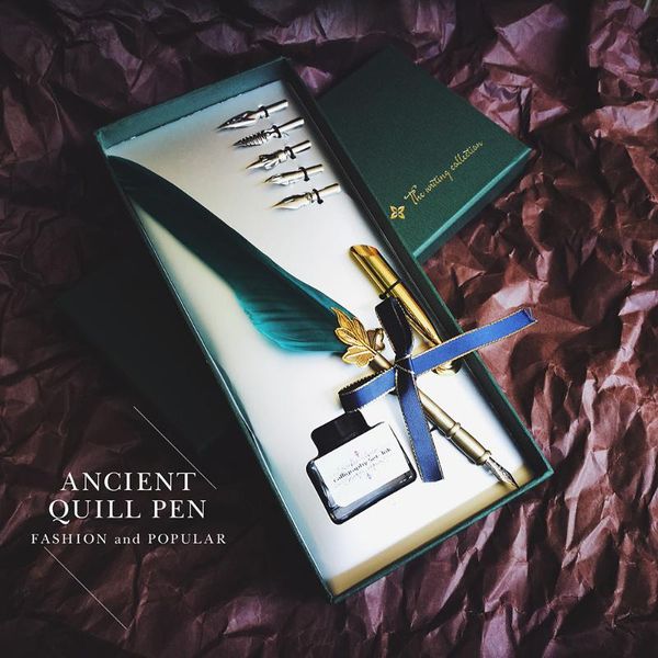 business gift set european style retro quill pen dipped in water pen, mid autumn teacher's day with insert fountain pens
business gift set european style retro quill pen dipped in water pen, mid autumn teacher's day with insert fountain pens