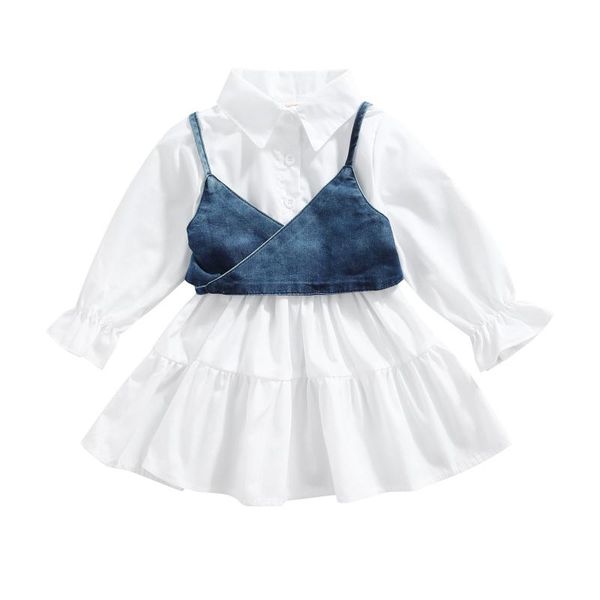 girl's dresses 1-6y toddler girls casual dress solid color button-down long sleeve shirt + spaghetti strap camisole 2pcs children outfi, Red;yellow
girl's dresses 1-6y toddler girls casual dress solid color button-down long sleeve shirt + spaghetti strap camisole 2pcs children outfi, Red;yellow