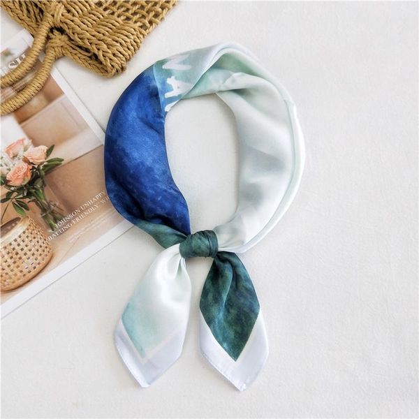 scarves 70*70cm female square silk scarf sea wave print hair foulard neck head band shawls wraps neckerchief bandana 2021, Blue;gray
scarves 70*70cm female square silk scarf sea wave print hair foulard neck head band shawls wraps neckerchief bandana 2021, Blue;gray