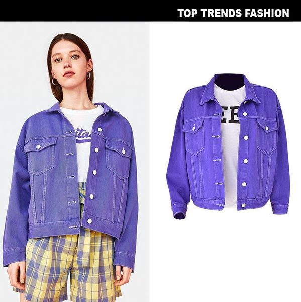 women's jackets streetwear oversize denim jacket for women casual candy color purple bomber jeans coat bf style loose outwear l0556, Black;brown
women's jackets streetwear oversize denim jacket for women casual candy color purple bomber jeans coat bf style loose outwear l0556, Black;brown