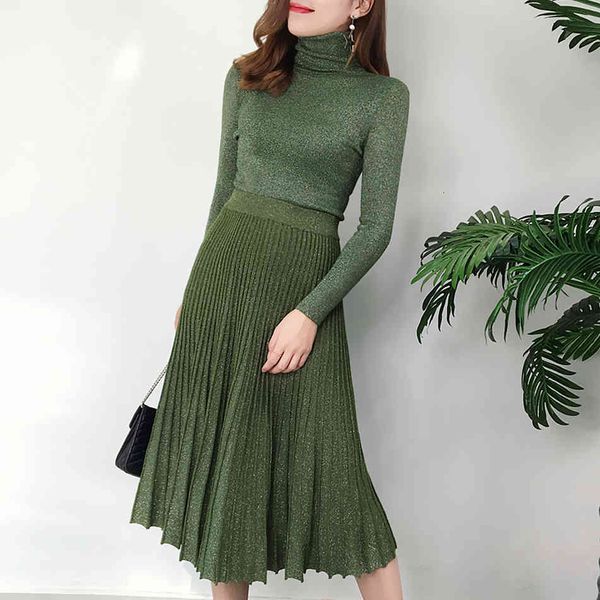 two piece dress terno feminino outono liso brilhante gola alta camisola pulôver manga comprida + saia plissada longa cintura conjunto auqs, White
two piece dress terno feminino outono liso brilhante gola alta camisola pulôver manga comprida + saia plissada longa cintura conjunto auqs, White