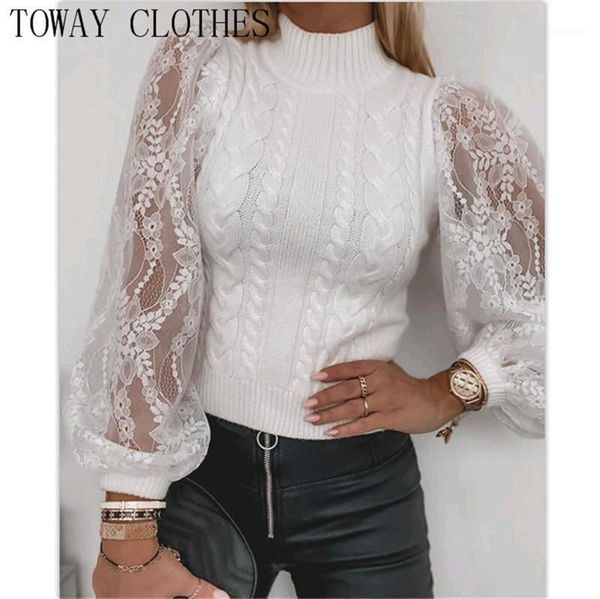women's sweaters high neck women puffed sleeve sheer mesh lace cable knit sweater rib-knit, White;black
women's sweaters high neck women puffed sleeve sheer mesh lace cable knit sweater rib-knit, White;black