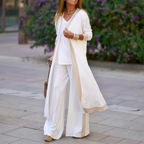 women's two piece pants lady patchwork cardigan suit elegant suspenders straight leg long coat three-piece sets women autumn casual loo, White
women's two piece pants lady patchwork cardigan suit elegant suspenders straight leg long coat three-piece sets women autumn casual loo, White
