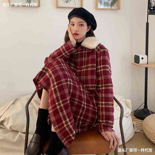 red thickened tweed coat women's wear spring and autumn winter 2021 small popular plaid wool coat trend, Black
red thickened tweed coat women's wear spring and autumn winter 2021 small popular plaid wool coat trend, Black
