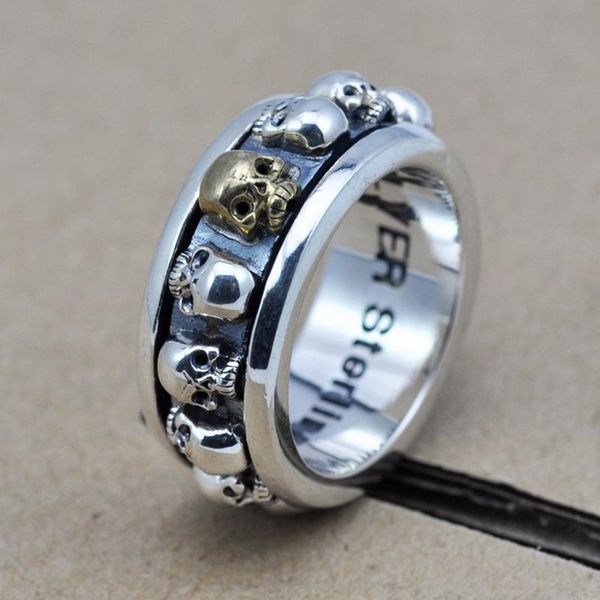 cluster rings s925 sterling silver rotating spinner skull mens retro punk rock style aneis vintage fine jewelry, Golden;silver
cluster rings s925 sterling silver rotating spinner skull mens retro punk rock style aneis vintage fine jewelry, Golden;silver