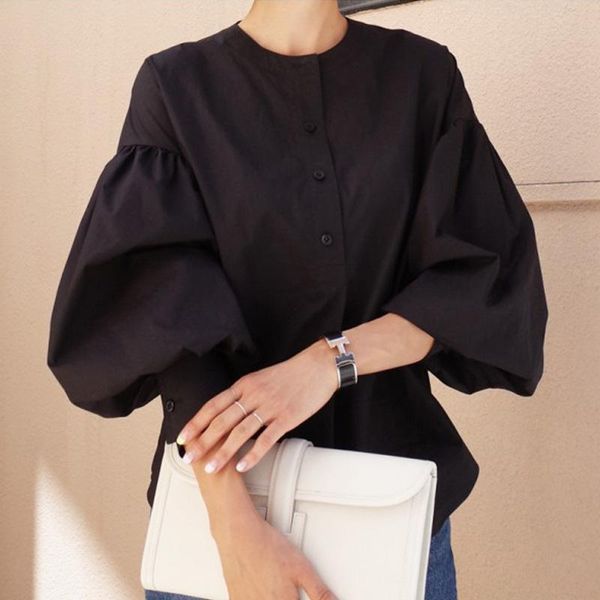 women's blouses & shirts superaen 2021 spring and autumn solid pullover o neck shirt mid calf loose casual lantern sleeve women, White
women's blouses & shirts superaen 2021 spring and autumn solid pullover o neck shirt mid calf loose casual lantern sleeve women, White