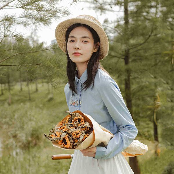 women's blouses & shirts blouses women shirt autumn simple design embroidery birds pattern comfortable cotton long sleeve blouse s595, White
women's blouses & shirts blouses women shirt autumn simple design embroidery birds pattern comfortable cotton long sleeve blouse s595, White