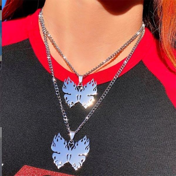 vintage flame butterfly necklace for women punk style e-girls chunky chain street hip hop choker halloween gifts pendant necklaces, Silver
vintage flame butterfly necklace for women punk style e-girls chunky chain street hip hop choker halloween gifts pendant necklaces, Silver