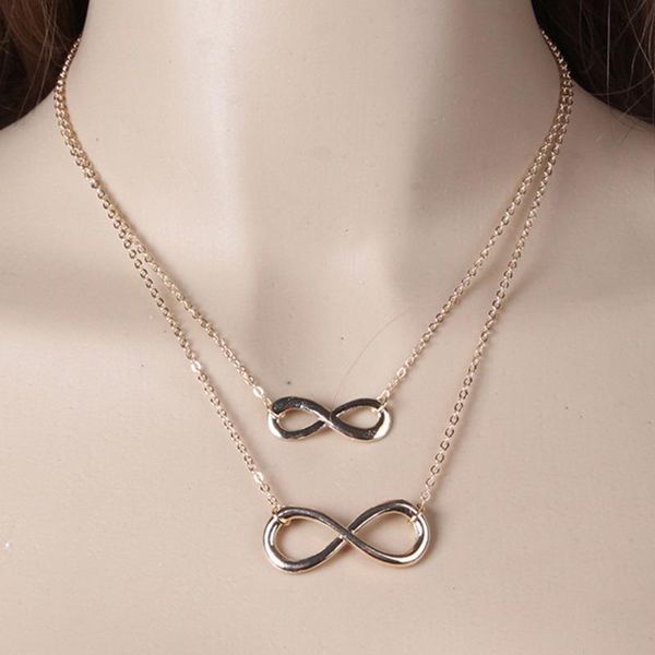 pendant necklaces simple manual necklace lucky numbers 8 double short stainless steel jewelry for women, Silver
pendant necklaces simple manual necklace lucky numbers 8 double short stainless steel jewelry for women, Silver