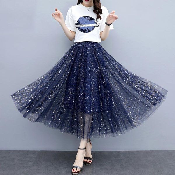 skirts 2021 spring autumn women fashion chic two-layer mesh skirt elastic high waist bronzing shining mid-calf a-line y347, Black
skirts 2021 spring autumn women fashion chic two-layer mesh skirt elastic high waist bronzing shining mid-calf a-line y347, Black