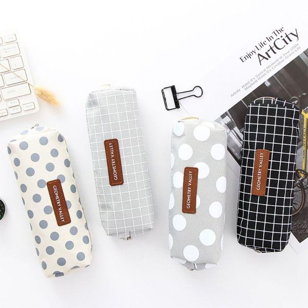 creative zipper round dot checked pen bag cloth pencil case with geometrical figure students school stationary w91a bags 
creative zipper round dot checked pen bag cloth pencil case with geometrical figure students school stationary w91a bags