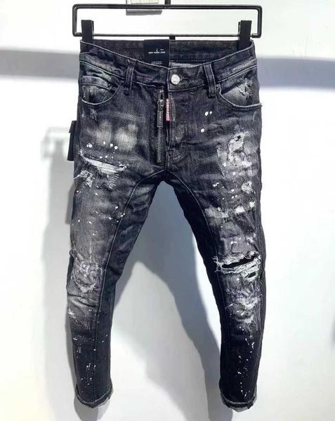 men's jeans 2021 ripped stretch skinny spray paint black stitching beggar pants, Blue
men's jeans 2021 ripped stretch skinny spray paint black stitching beggar pants, Blue