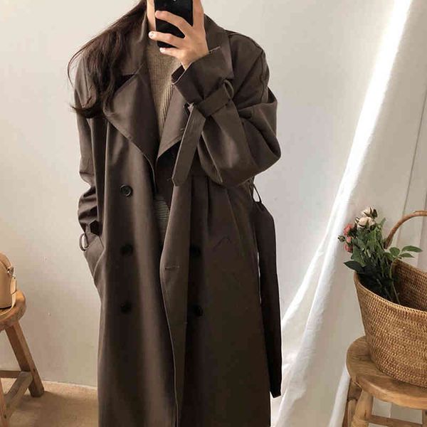 women's trench coats korean style loose coat outerwear female autumn woman trench casual double breasted wild women's jackets 9ev5, Tan;black
women's trench coats korean style loose coat outerwear female autumn woman trench casual double breasted wild women's jackets 9ev5, Tan;black