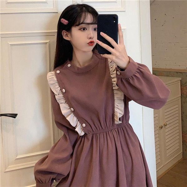 casual dresses 2021 women autumn winter slim dress female elegant ruffles button pleated ladies solid loose mid-long vestido g61, Black;gray
casual dresses 2021 women autumn winter slim dress female elegant ruffles button pleated ladies solid loose mid-long vestido g61, Black;gray