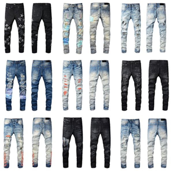 new amirys 22 fashion mens designer jeans ripped denim pants luxury hip hop distressed zipper trousers for male, Blue
new amirys 22 fashion mens designer jeans ripped denim pants luxury hip hop distressed zipper trousers for male, Blue