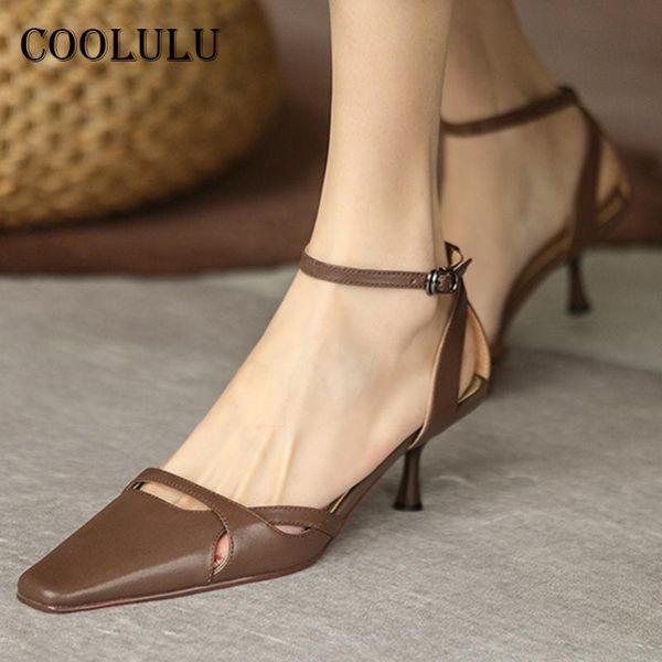 dress shoes coolulu square toe woman natural genuine leather high heels ankle strap stiletto heel pumps buckle ladies footwear, Black
dress shoes coolulu square toe woman natural genuine leather high heels ankle strap stiletto heel pumps buckle ladies footwear, Black