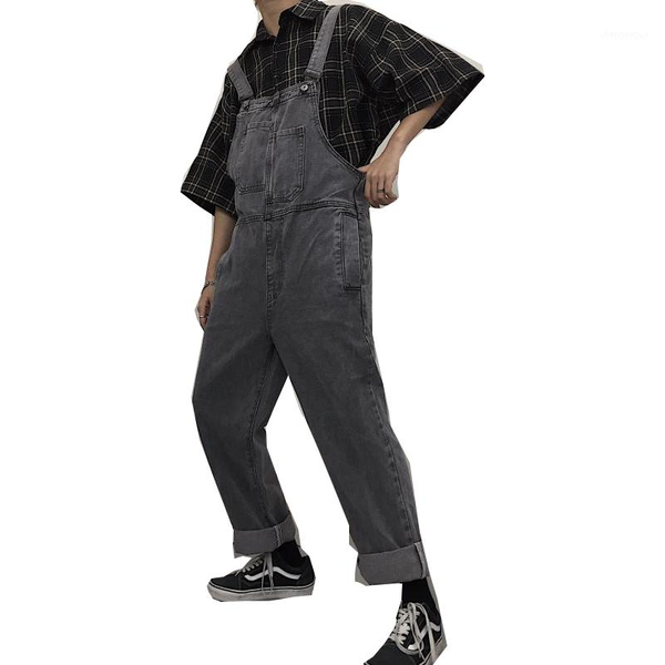 men's pants nostalgic pocket high waist jeans bib jumpsuit student trendy men and women, Black
men's pants nostalgic pocket high waist jeans bib jumpsuit student trendy men and women, Black